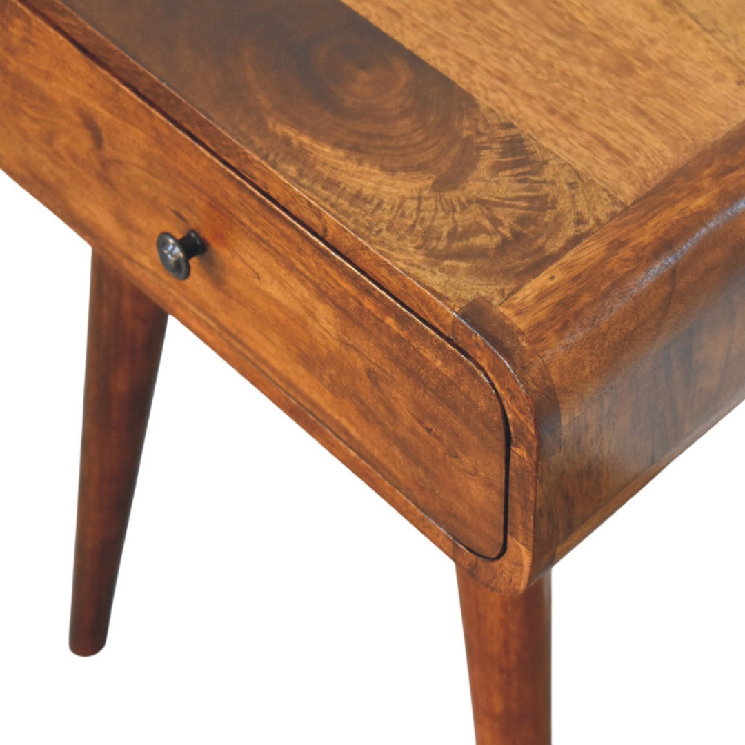 Avora Chestnut Nightstand with 1-Drawer, Nordic Legs, Brown