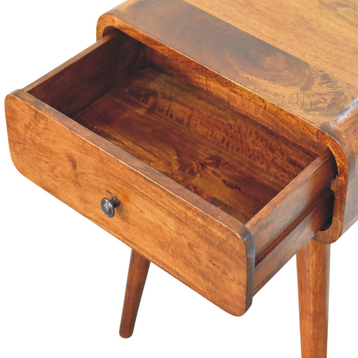 Avora Chestnut Nightstand with 1-Drawer, Nordic Legs, Brown