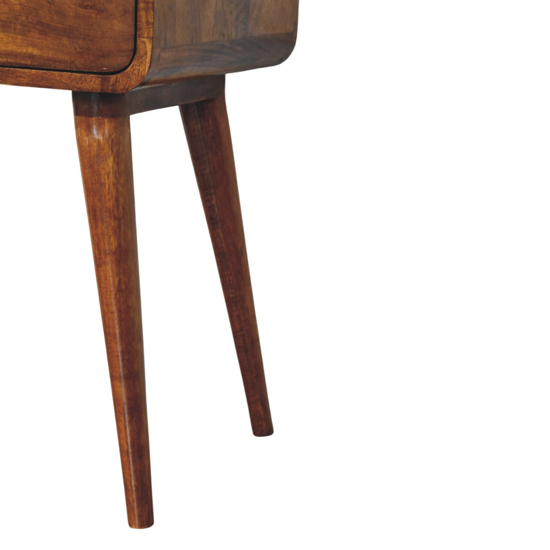 Avora Chestnut Nightstand with 1-Drawer, Nordic Legs, Brown