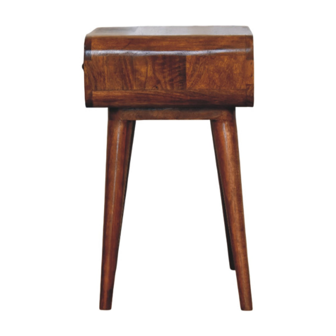 Avora Chestnut Nightstand with 1-Drawer, Nordic Legs, Brown