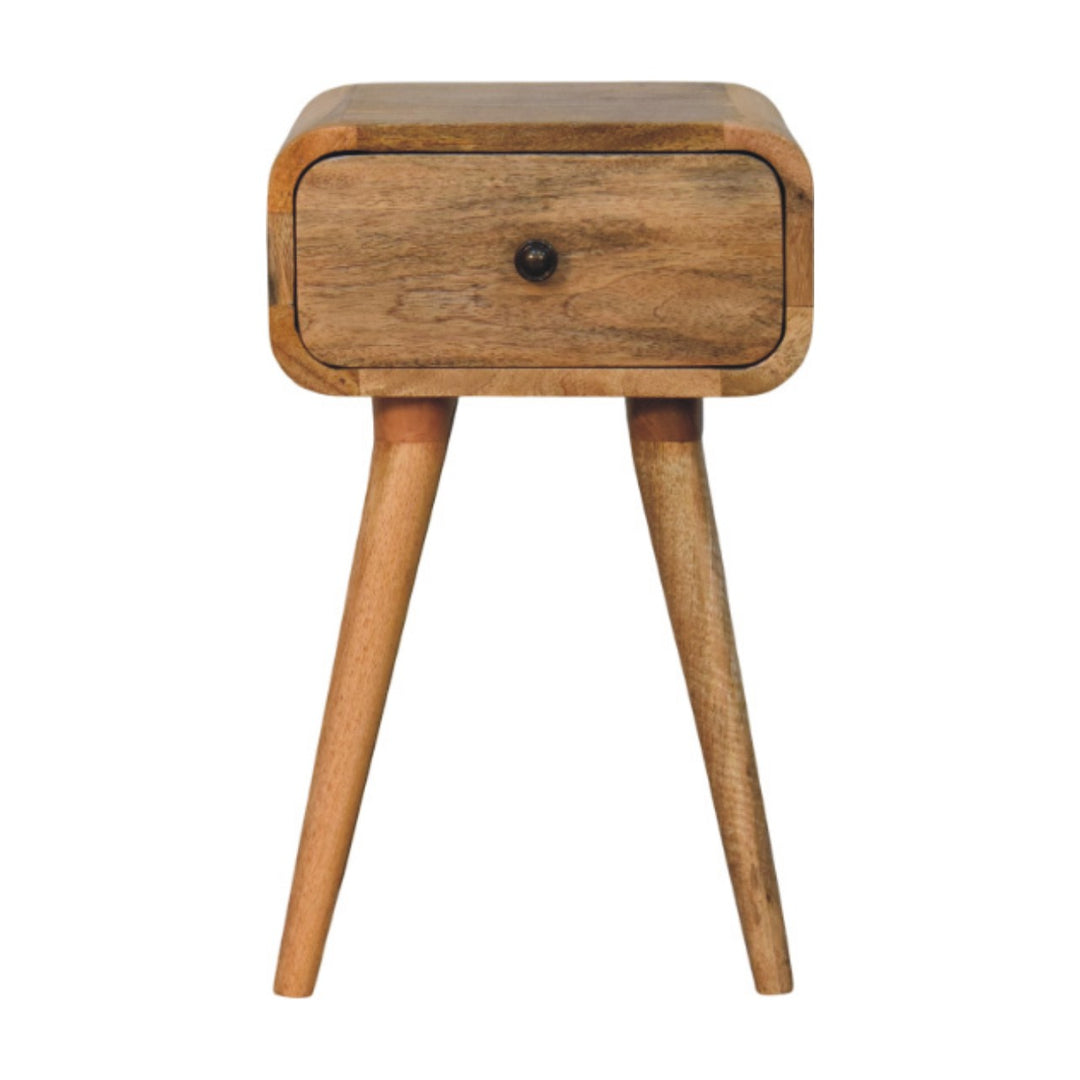 Avora Mini Oak-ish Nightstand with 1-Drawer, Nordic Legs, Light Brown