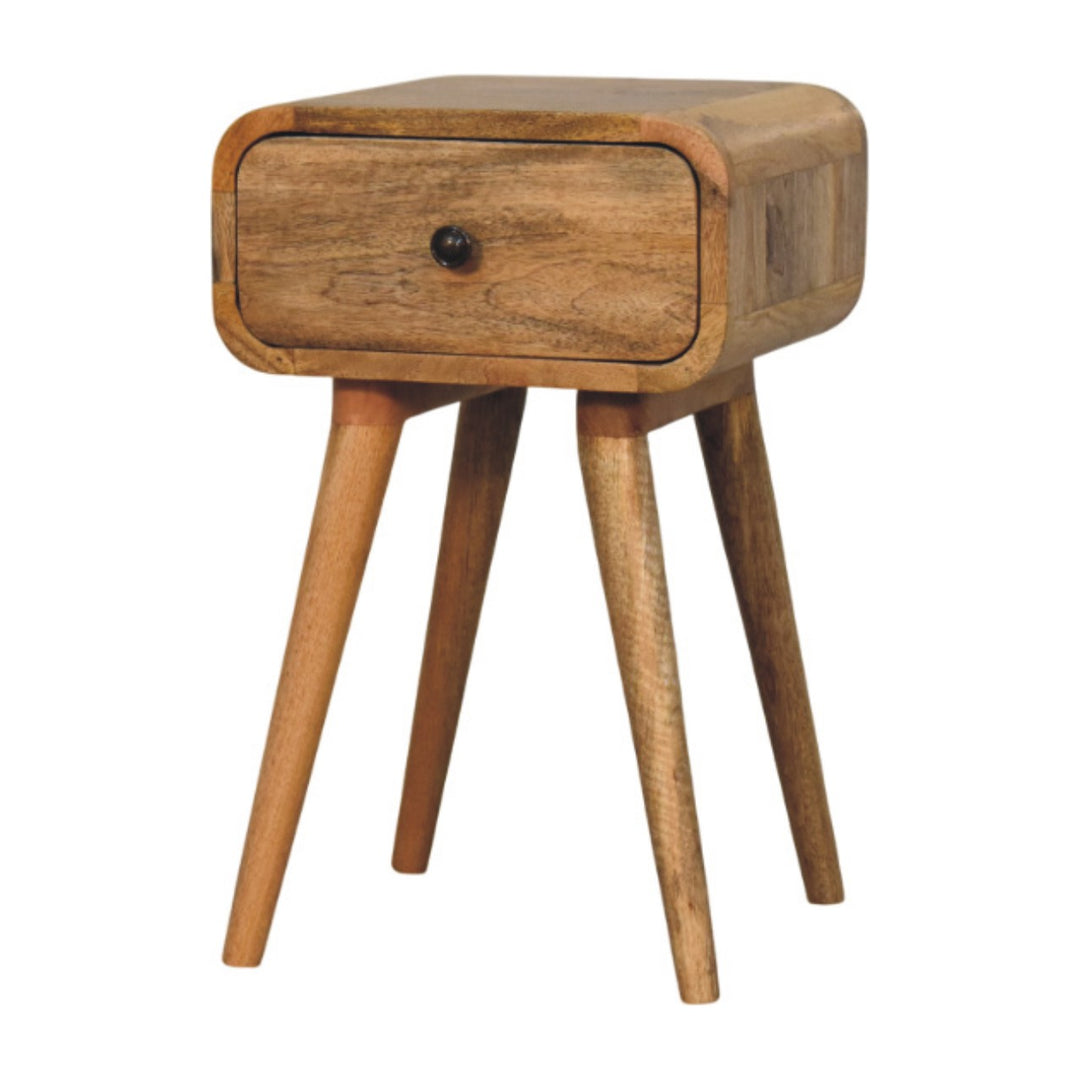 Avora Mini Oak-ish Nightstand with 1-Drawer, Nordic Legs, Light Brown