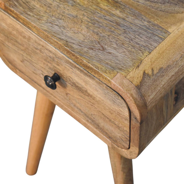 Avora Mini Oak-ish Nightstand with 1-Drawer, Nordic Legs, Light Brown