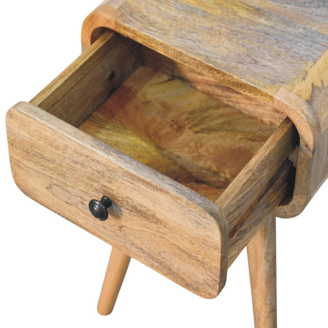 Avora Mini Oak-ish Nightstand with 1-Drawer, Nordic Legs, Light Brown