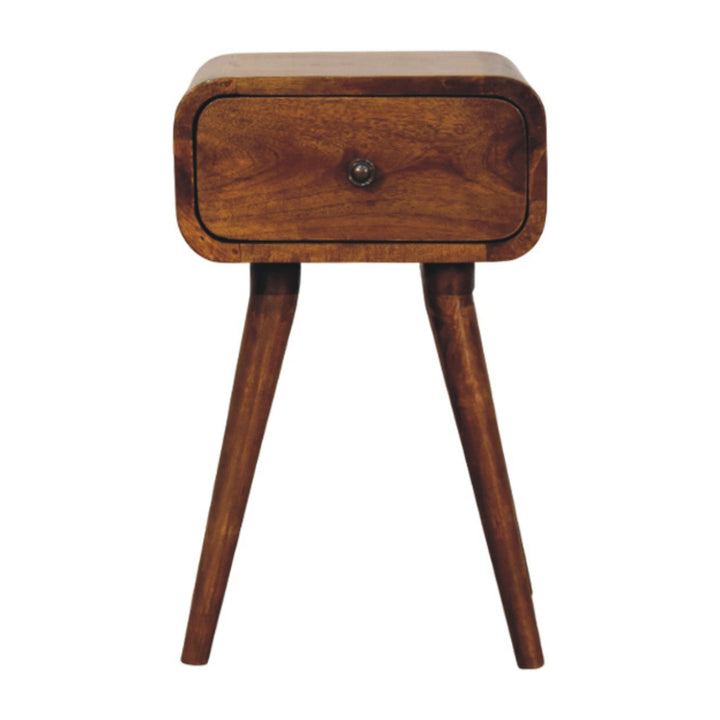 Avora Mini Chestnut Nightstand with 1-Drawer, Nordic Legs, Dark Brown