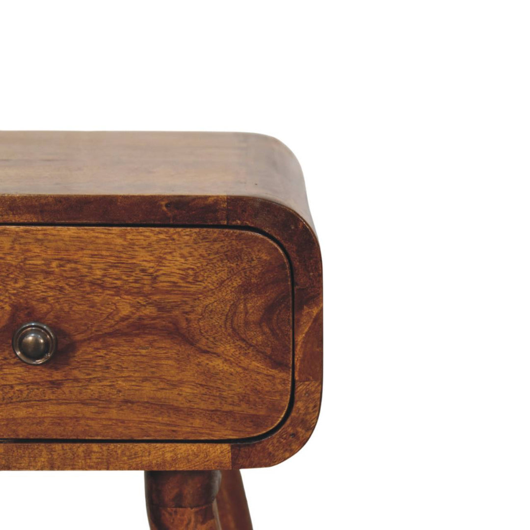 Avora Mini Chestnut Nightstand with 1-Drawer, Nordic Legs, Dark Brown