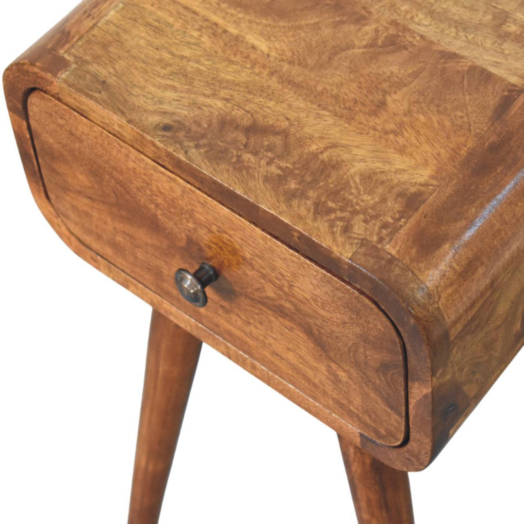 Avora Mini Chestnut Nightstand with 1-Drawer, Nordic Legs, Dark Brown