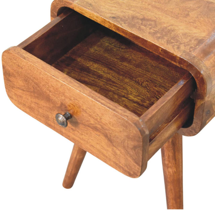 Avora Mini Chestnut Nightstand with 1-Drawer, Nordic Legs, Dark Brown