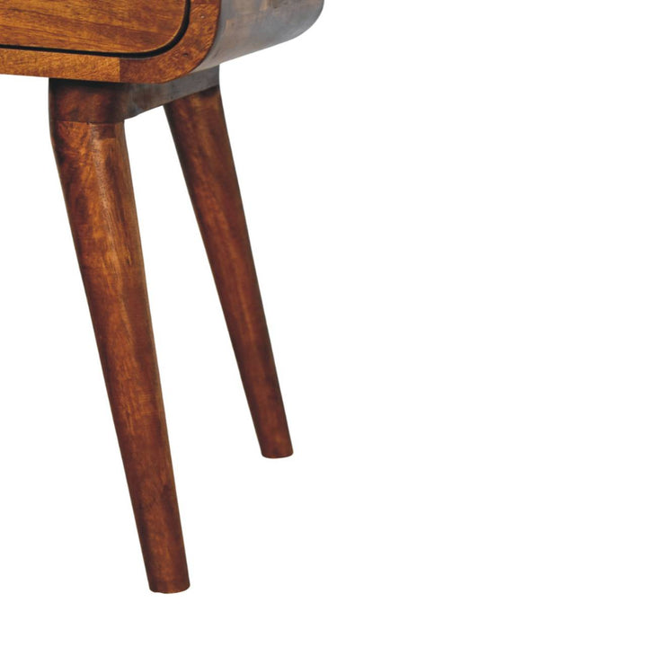Avora Mini Chestnut Nightstand with 1-Drawer, Nordic Legs, Dark Brown