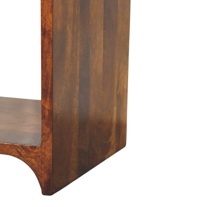 Newton Mini Chestnut Nightstand with a Drawer and Open Shelf, Brown
