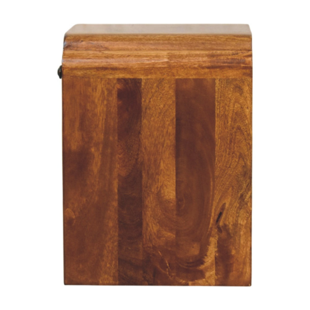 Newton Mini Chestnut Nightstand with a Drawer and Open Shelf, Brown