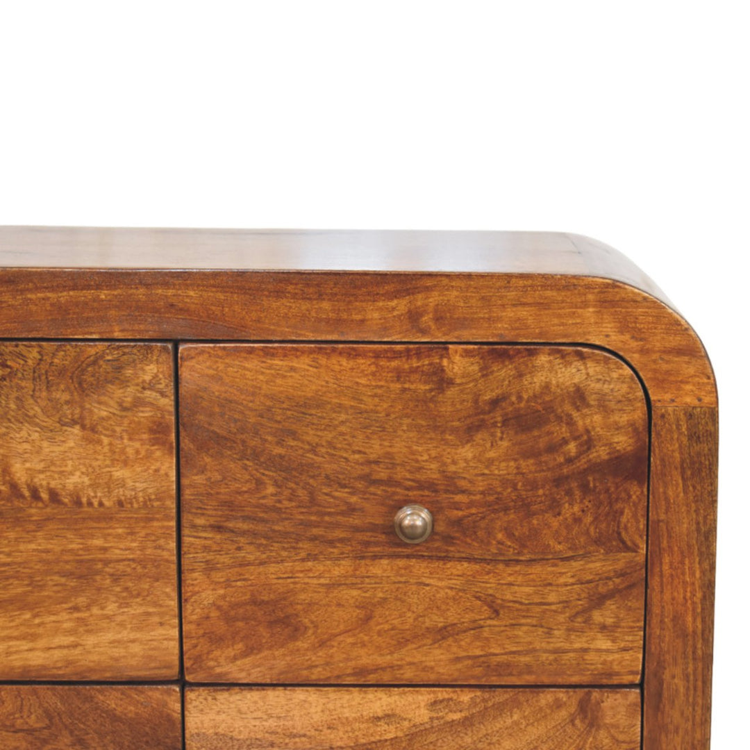 Solid Wood Darcy 3 over 3-Drawer Chest in Chestnut Finish, Brown