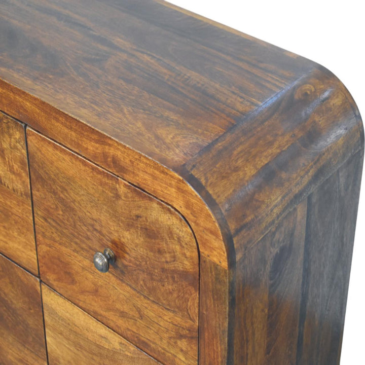 Solid Wood Darcy 3 over 3-Drawer Chest in Chestnut Finish, Brown