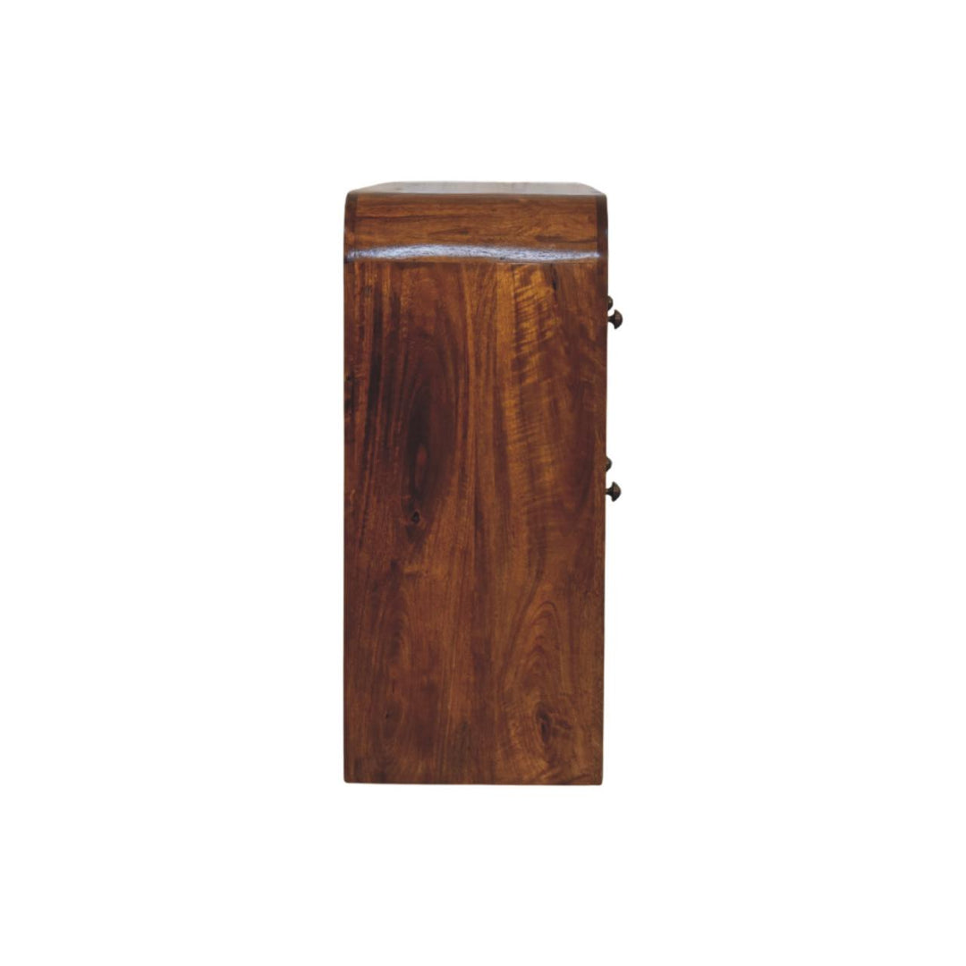 Solid Wood Darcy 3 over 3-Drawer Chest in Chestnut Finish, Brown