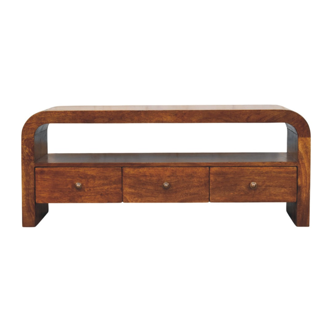 Solid Wood Darcy Media unit, 3-Drawers, 1 Open Shelf, Chestnut, Brown