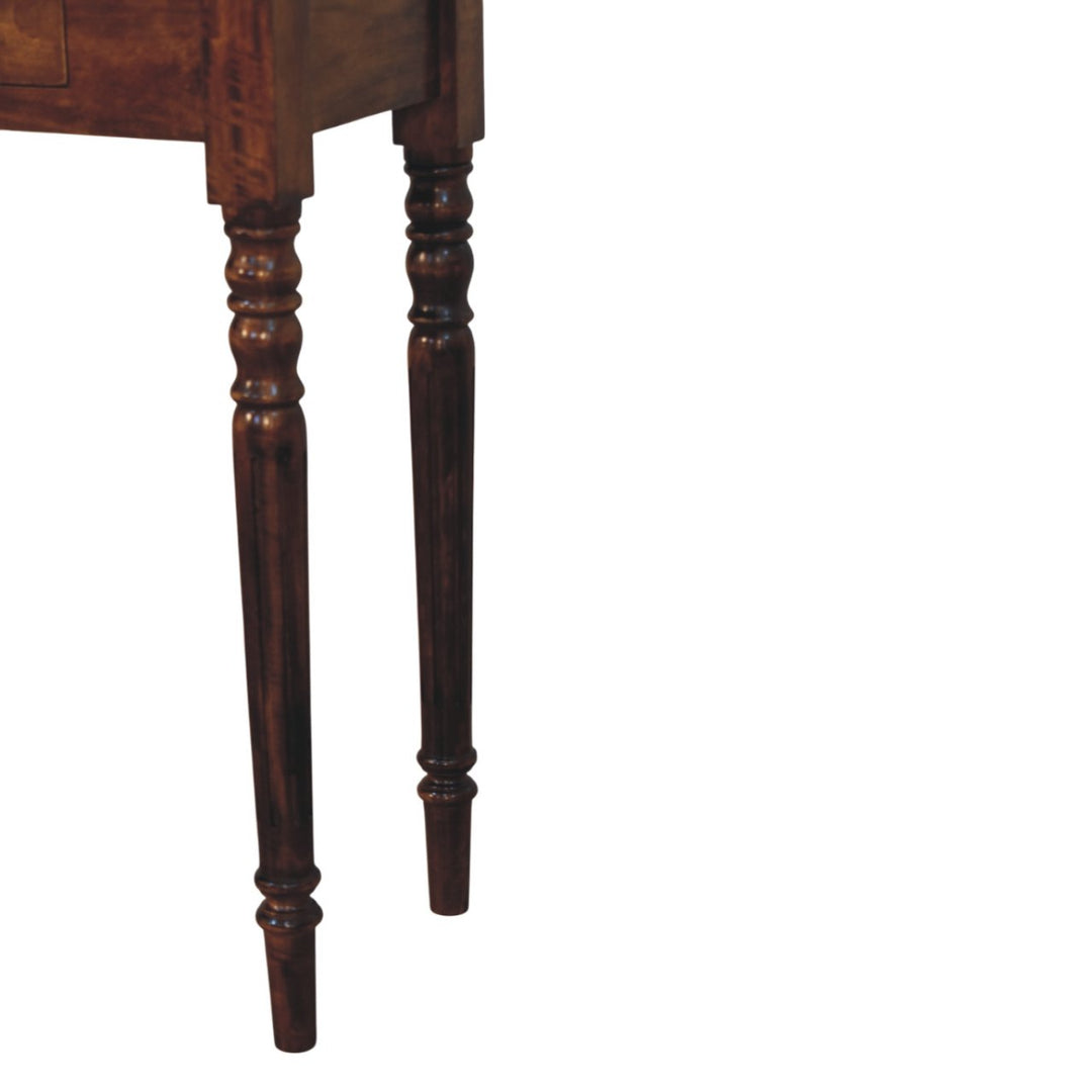 Solid Wood Console Table, Turned Legs, 3-Drawers, Chestnut, Brown