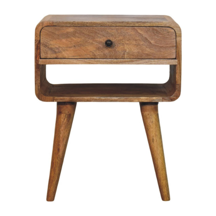 Solid Wood Avora Nightstand, 1 Drawer and 1 Open Slot, Oak-ish, Light Brown