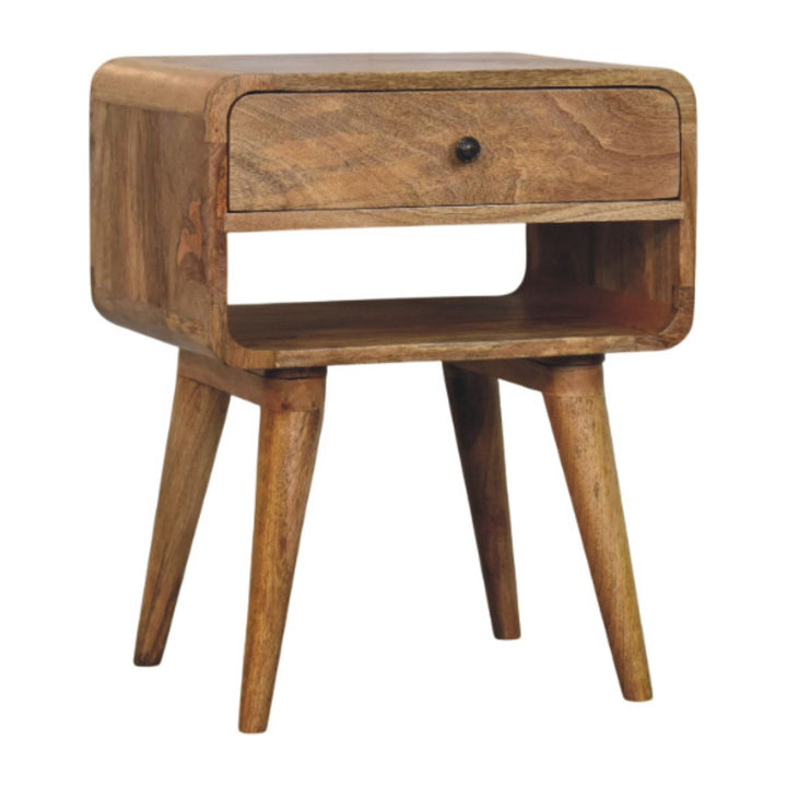 Solid Wood Avora Nightstand, 1 Drawer and 1 Open Slot, Oak-ish, Light Brown