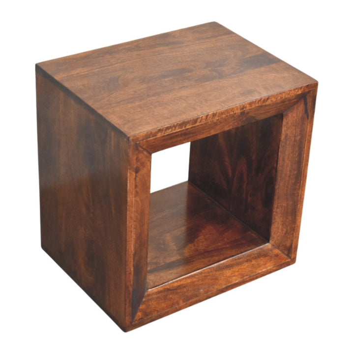 Solid Wood Solis California Side Table, Open Storage, Walnut, Brown