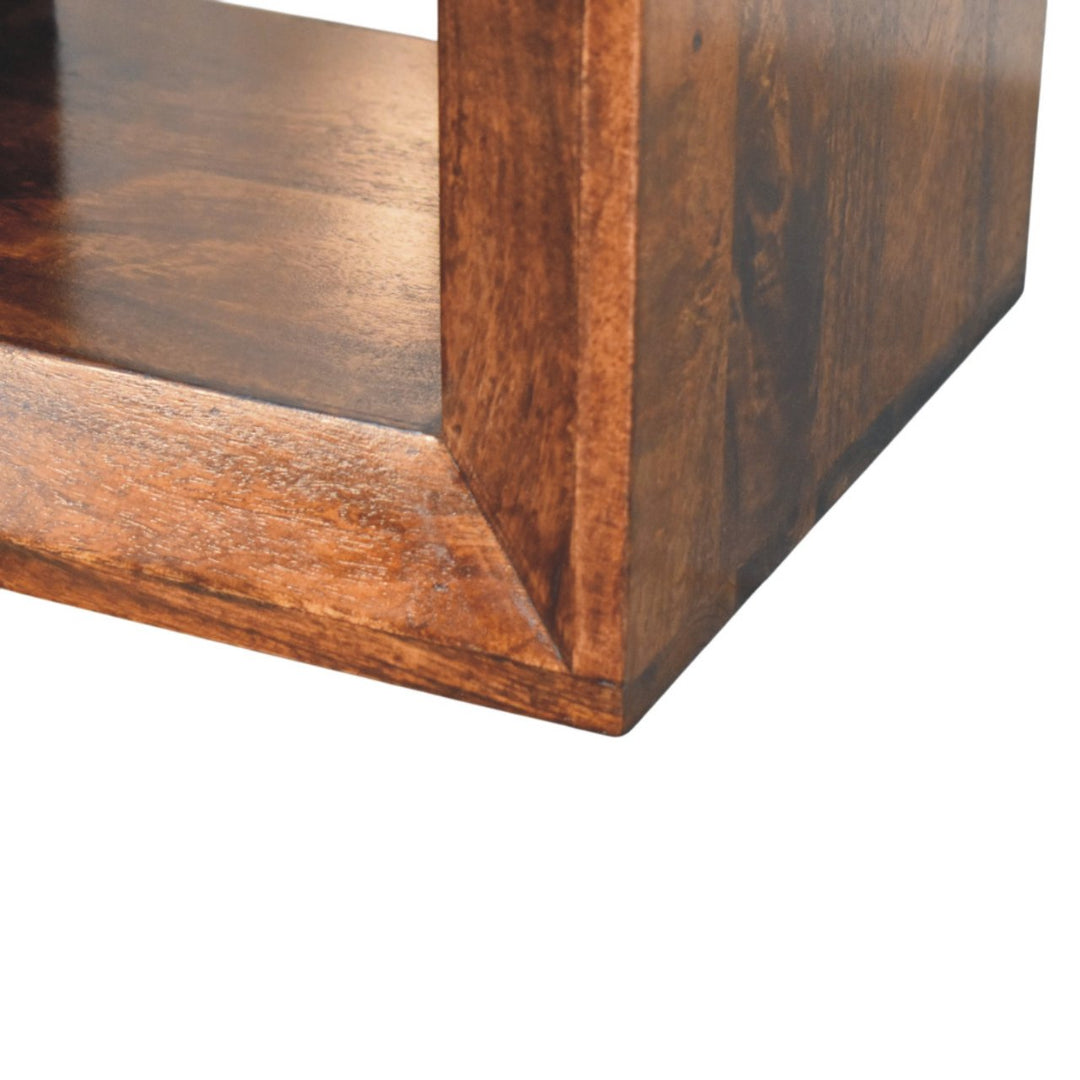Solid Wood Solis California Side Table, Open Storage, Walnut, Brown