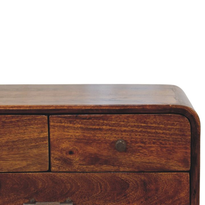Solid Wood Avora Nightstand, 3-Drawers, Chestnut, Dark Brown