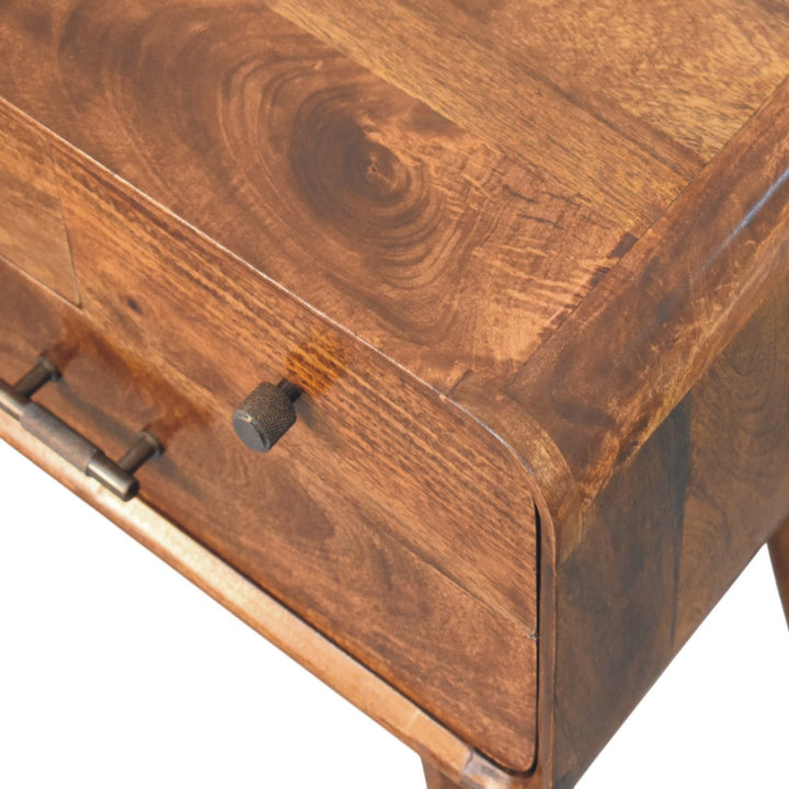 Solid Wood Avora Nightstand, 3-Drawers, Chestnut, Dark Brown