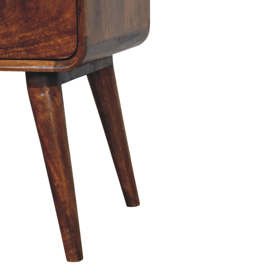 Solid Wood Avora Nightstand, 3-Drawers, Chestnut, Dark Brown