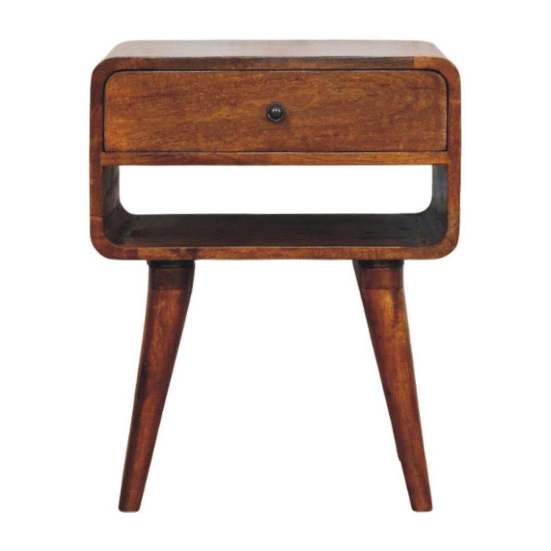Solid Wood Avora Chestnut Nightstand with 1-Drawer, 1 Open-Slot, Brown