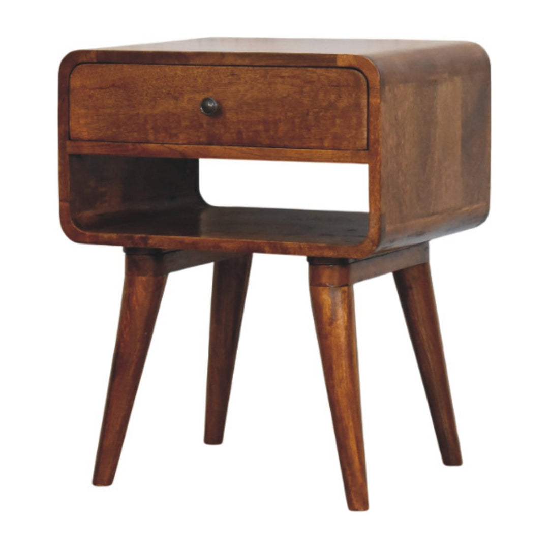 Solid Wood Avora Chestnut Nightstand with 1-Drawer, 1 Open-Slot, Brown