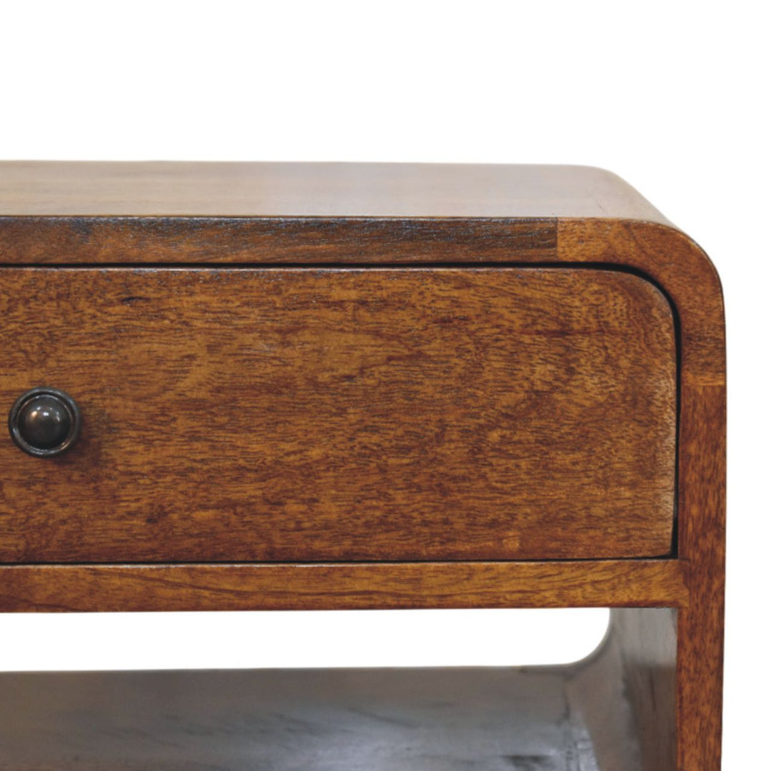 Solid Wood Avora Chestnut Nightstand with 1-Drawer, 1 Open-Slot, Brown