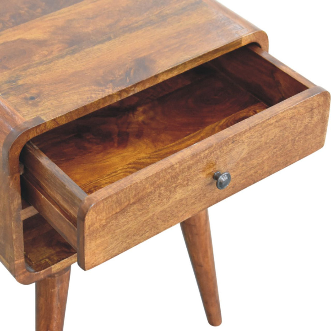 Solid Wood Avora Chestnut Nightstand with 1-Drawer, 1 Open-Slot, Brown