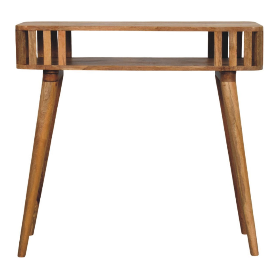 Slatted Oak-ish Console, 1 Open Shelf, Light Brown