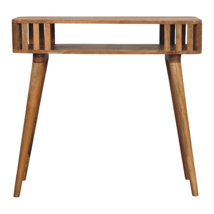 Slatted Oak-ish Console, 1 Open Shelf, Light Brown