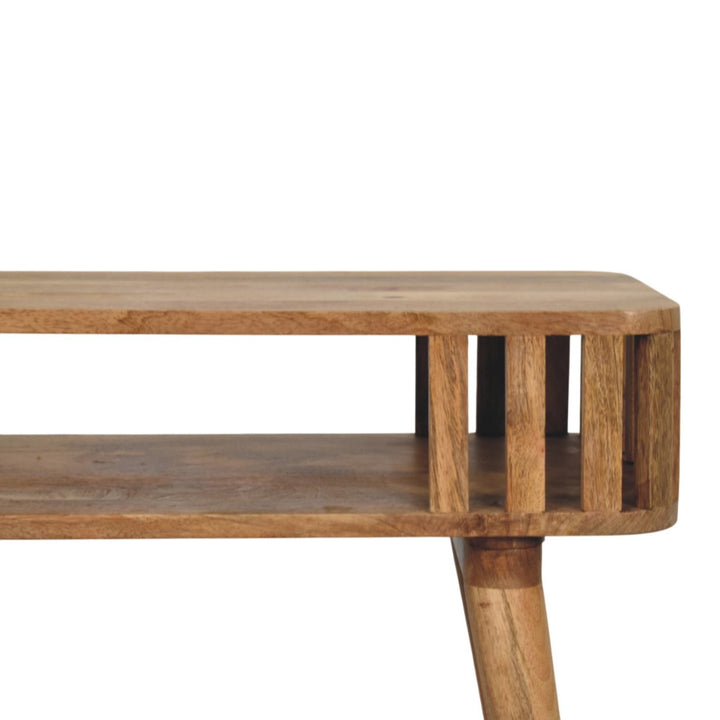 Slatted Oak-ish Console, 1 Open Shelf, Light Brown