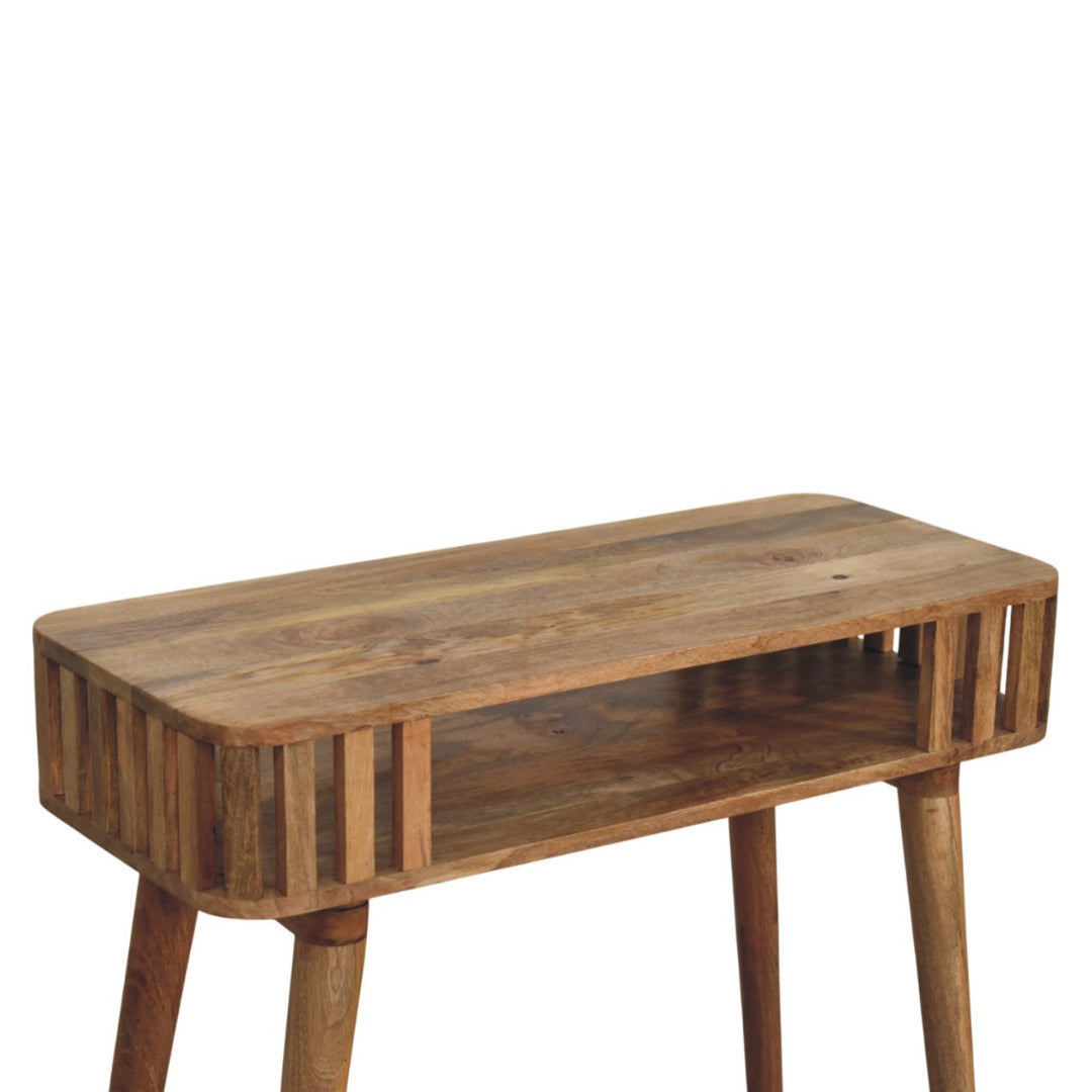 Slatted Oak-ish Console, 1 Open Shelf, Light Brown