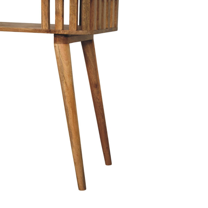 Slatted Oak-ish Console, 1 Open Shelf, Light Brown
