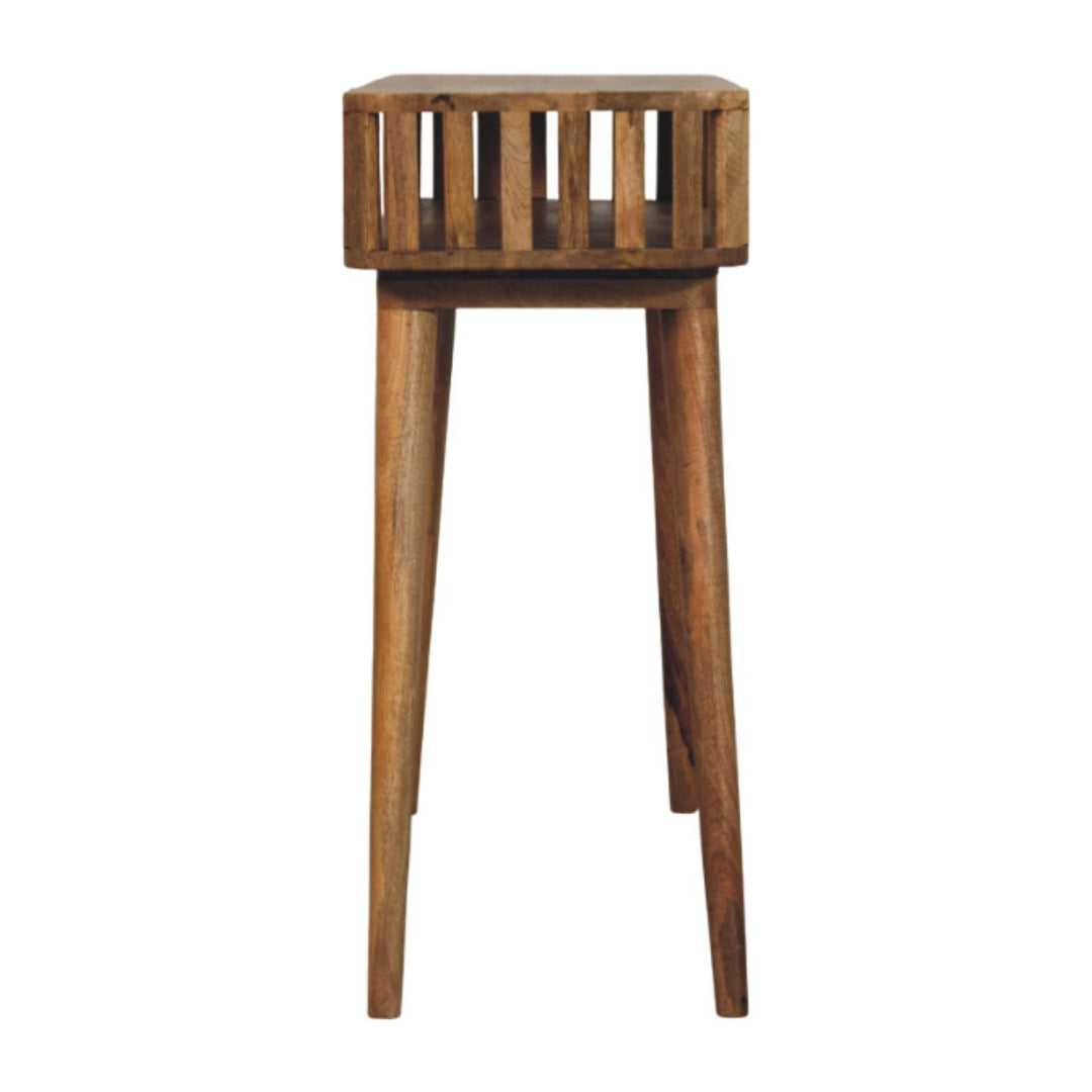 Slatted Oak-ish Console, 1 Open Shelf, Light Brown