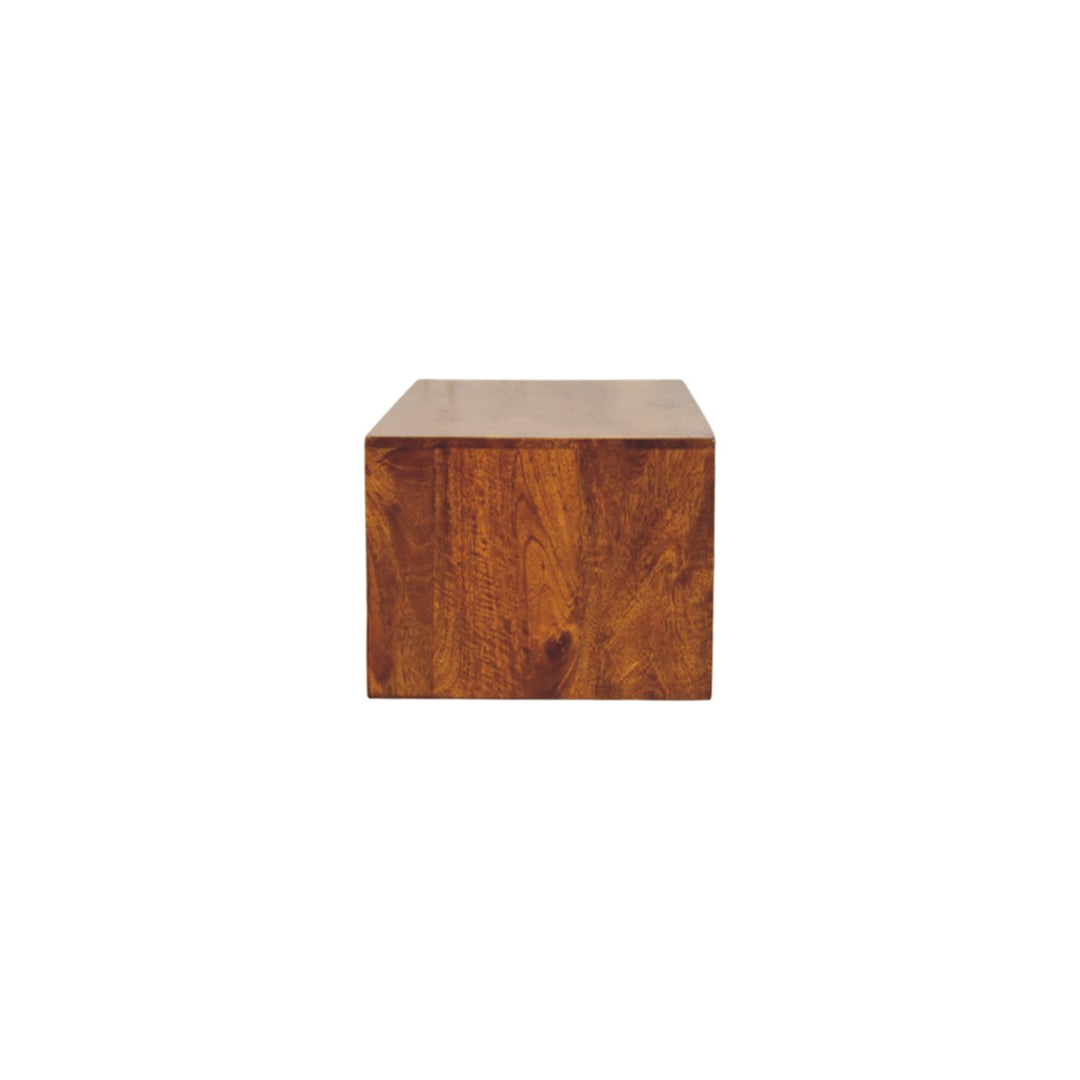 Solid Wood Lunar Wall-Mounted Media Unit, 2-Drawers, Chestnut, Brown