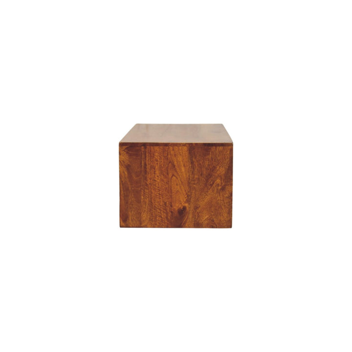 Solid Wood Lunar Wall-Mounted Media Unit, 2-Drawers, Chestnut, Brown