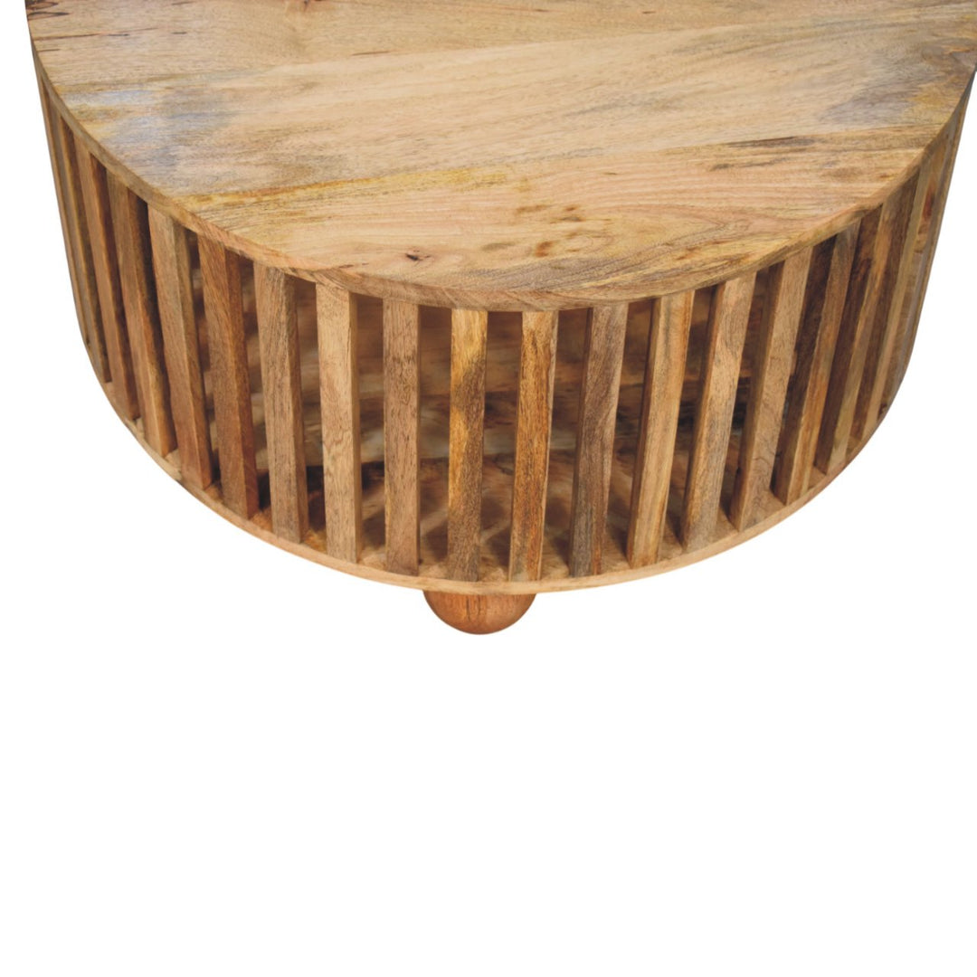 Solid Wood Slatted Round Coffee Table, Oak-ish, Light Brown