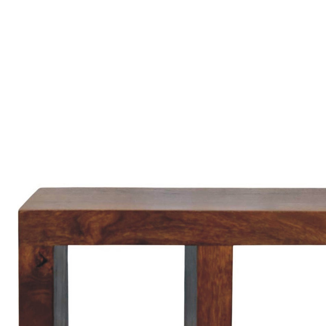 Solid Wood Orion Curved Media Unit, 3 Open Slots, Chestnut, Brown