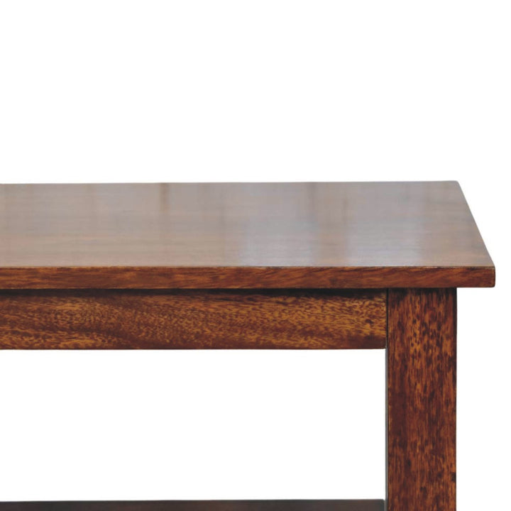Solid Wood Belmont X-Frame Coffee Table, Chestnut, Dark Brown