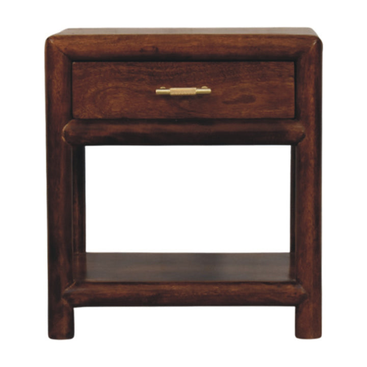 Solid Wood Regency Chestnut Nightstand, 1-Drawer, 1 Open-Slot, Brown