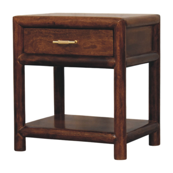 Solid Wood Regency Chestnut Nightstand, 1-Drawer, 1 Open-Slot, Brown