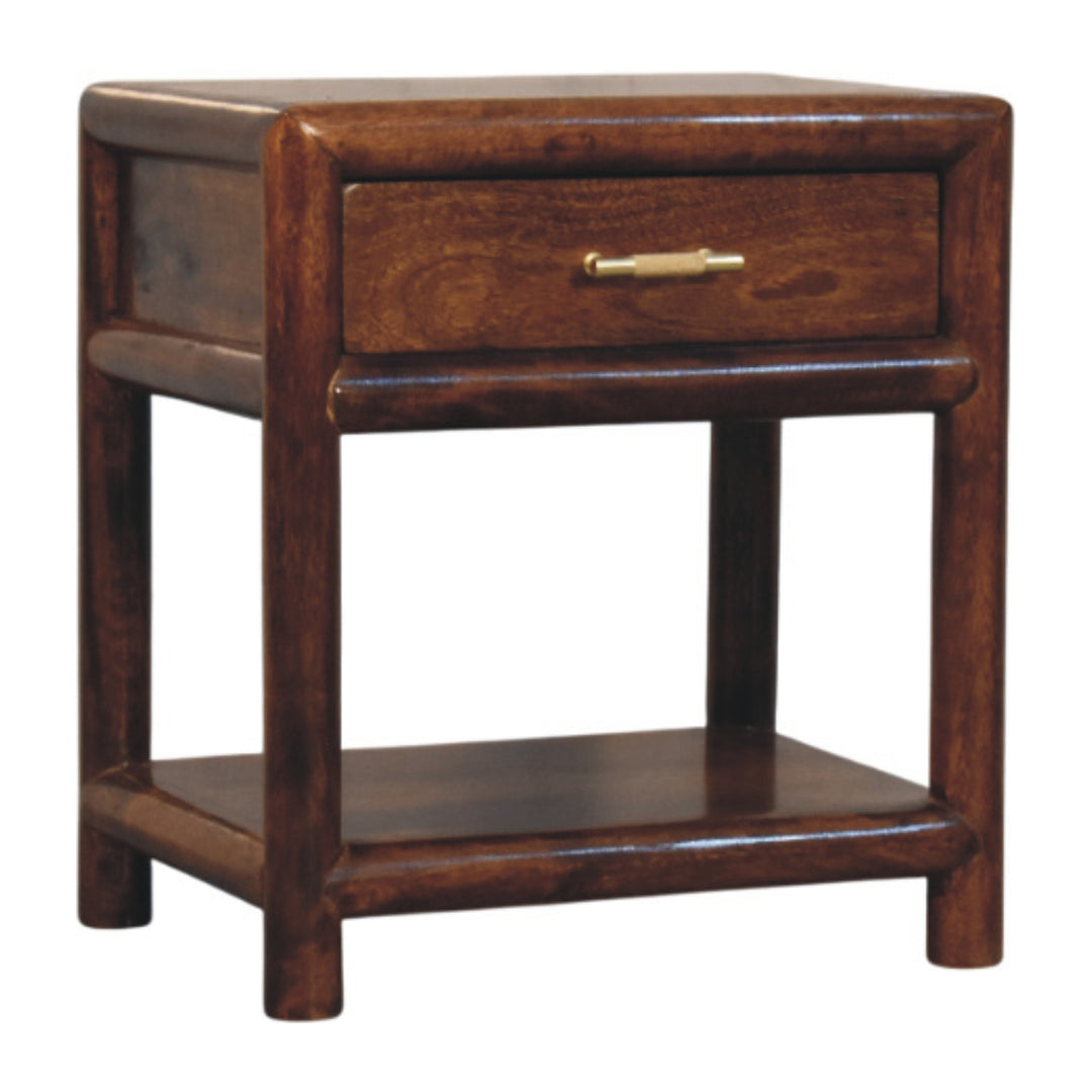 Solid Wood Regency Chestnut Nightstand, 1-Drawer, 1 Open-Slot, Brown