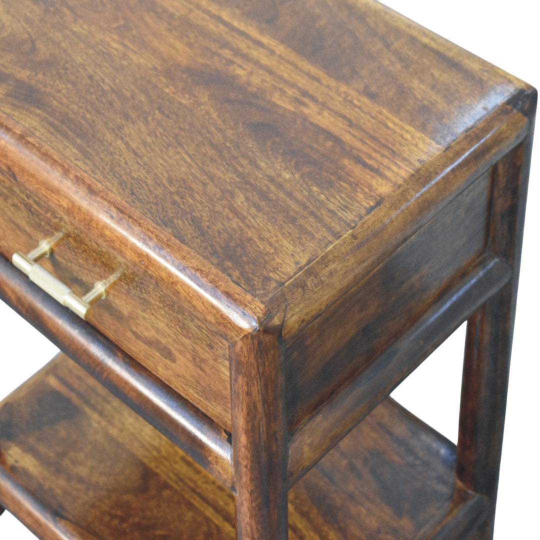 Solid Wood Regency Chestnut Nightstand, 1-Drawer, 1 Open-Slot, Brown
