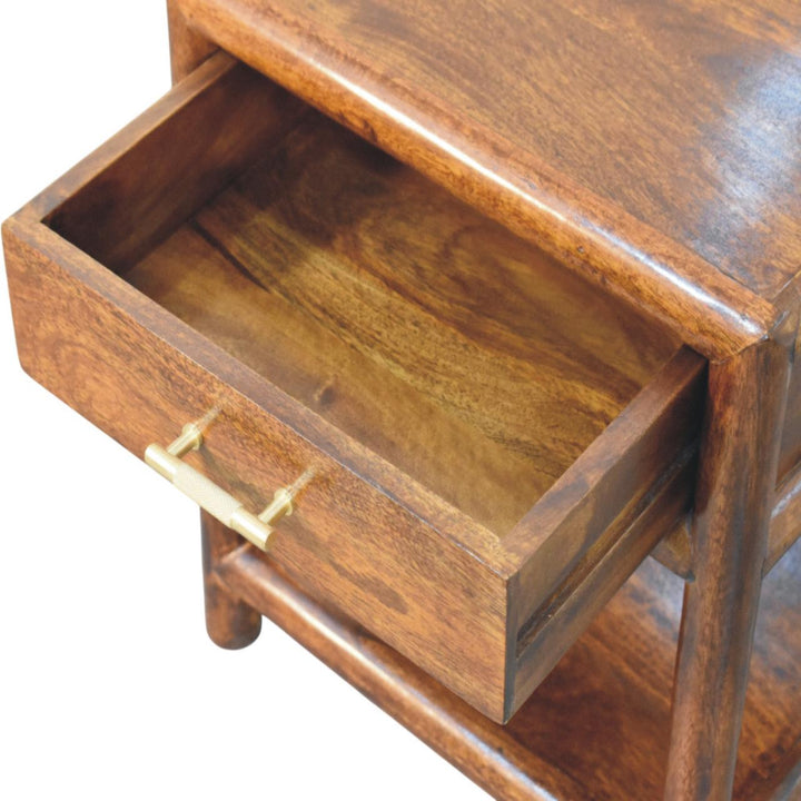 Solid Wood Regency Chestnut Nightstand, 1-Drawer, 1 Open-Slot, Brown
