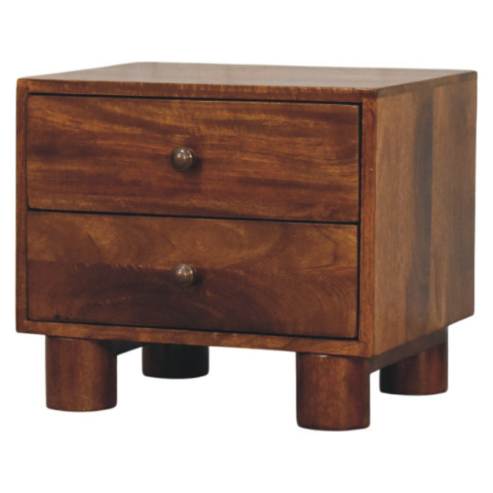Solid Wood Tula Chestnut Nightstand, 2-Drawers, Brown