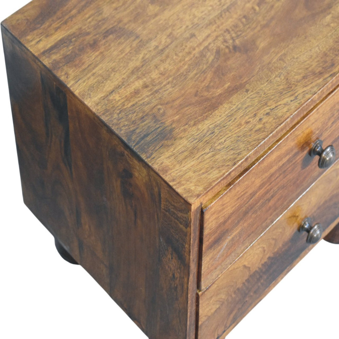 Solid Wood Tula Chestnut Nightstand, 2-Drawers, Brown