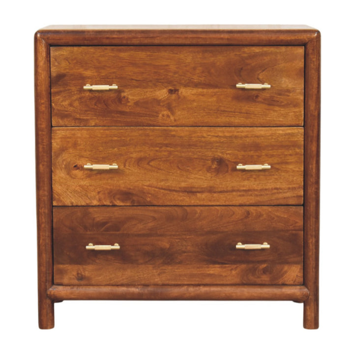 Solid Wood Regency Chest, 3-Drawers, Brown
